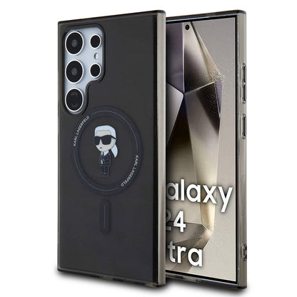 Galaxy S24 Ultra Kılıf Karl Lagerfeld orijinal Lisanslı M-safe Şarj Özellikli Karl Head IML Baskılı Kılıf