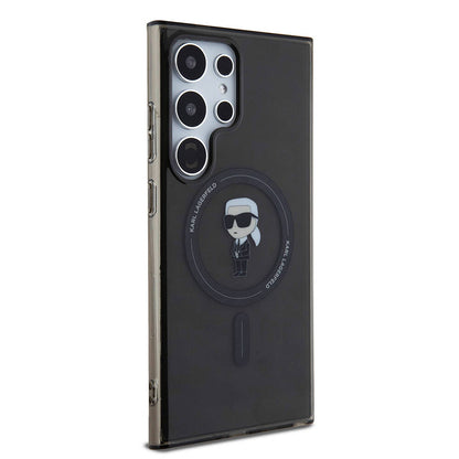 Galaxy S24 Ultra Kılıf Karl Lagerfeld orijinal Lisanslı M-safe Şarj Özellikli Karl Head IML Baskılı Kılıf