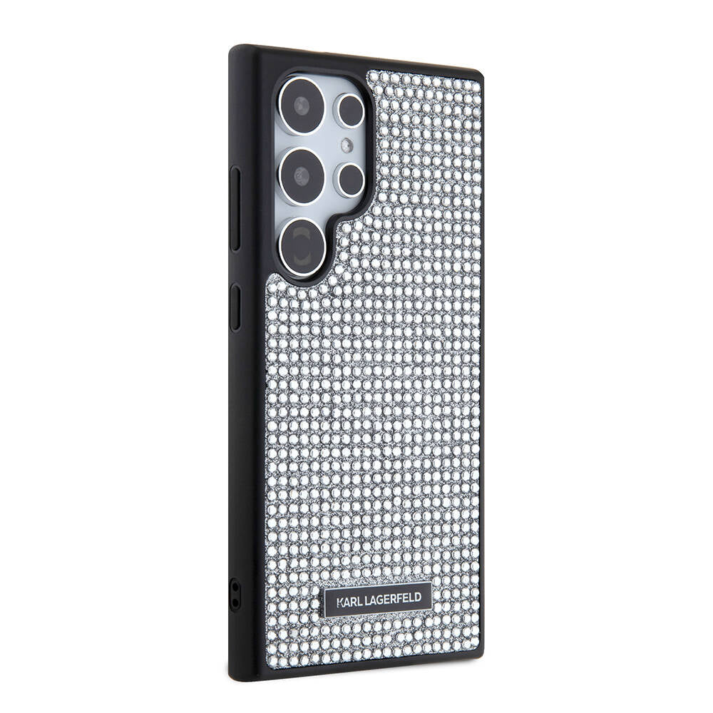 Galaxy S24 Ultra Kılıf Karl Lagerfeld Taşlı Metal Logo Orijinal Lisanslı Kılıf
