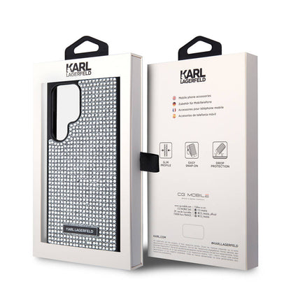 Galaxy S24 Ultra Kılıf Karl Lagerfeld Taşlı Metal Logo Orijinal Lisanslı Kılıf