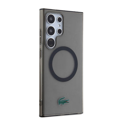 Galaxy S24 Ultra Kılıf Lacoste Orijinal Lisanslı M-safe Şarj Özellikli Transparan Timsah Logo Baskılı Kılıf