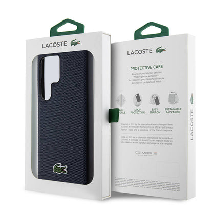 Galaxy S24 Ultra Kılıf Lacoste Orijinal Lisanslı PU Pike Desenli Arka Yüzey İkonik Timsah Dokuma Logolu Kılıf