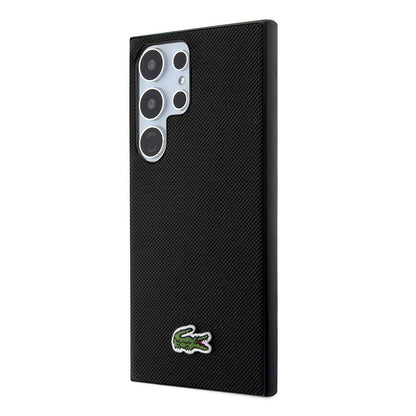Galaxy S24 Ultra Kılıf Lacoste Orijinal Lisanslı PU Pike Desenli Arka Yüzey İkonik Timsah Dokuma Logolu Kılıf