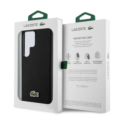 Galaxy S24 Ultra Kılıf Lacoste Orijinal Lisanslı PU Pike Desenli Arka Yüzey İkonik Timsah Dokuma Logolu Kılıf