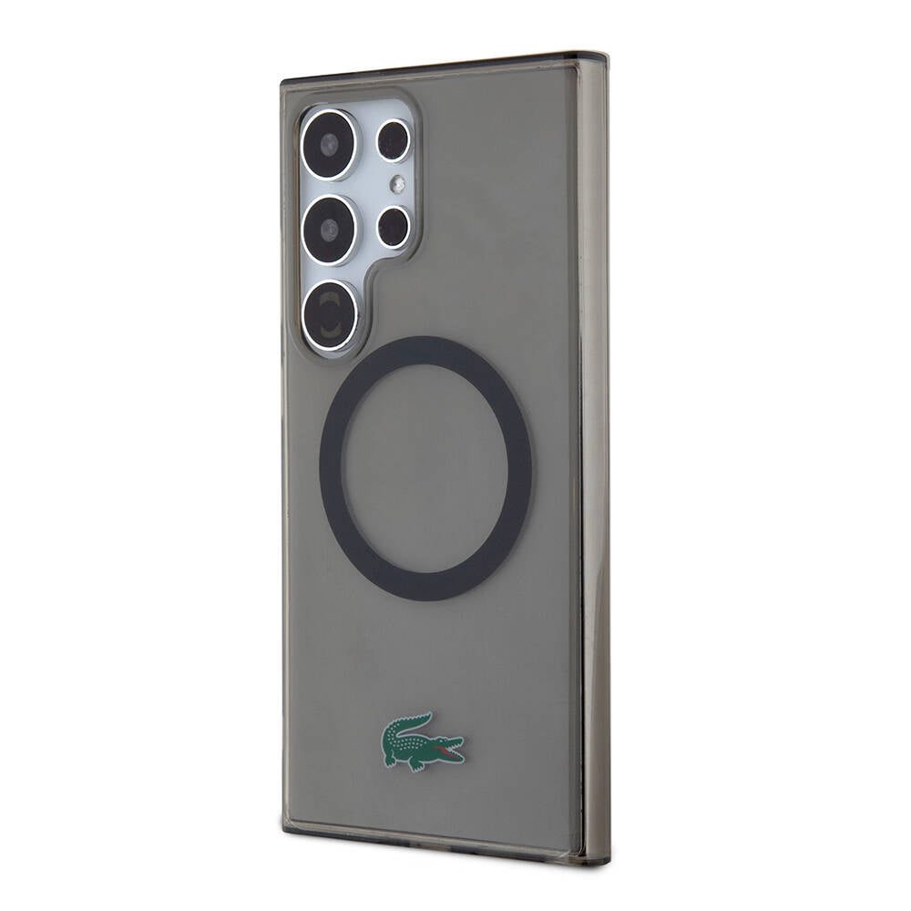 Galaxy S24 Ultra Kılıf Lacoste orijinal Lisanslı M-safe Şarj Özellikli Transparan Timsah Logo Baskılı Kılıf