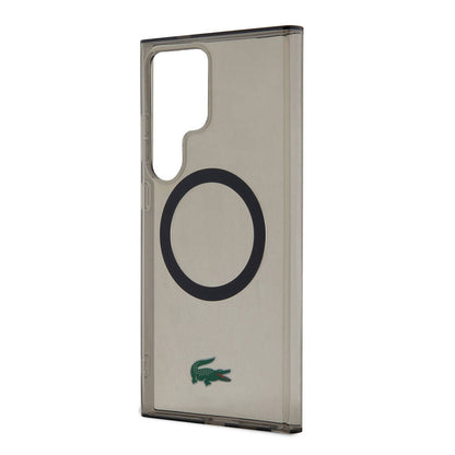 Galaxy S24 Ultra Kılıf Lacoste orijinal Lisanslı M-safe Şarj Özellikli Transparan Timsah Logo Baskılı Kılıf