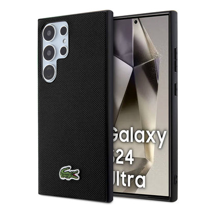 Galaxy S24 Ultra Kılıf Lacoste orijinal Lisanslı PU Pike Desenli Arka Yüzey İkonik Timsah Dokuma Logolu Kılıf