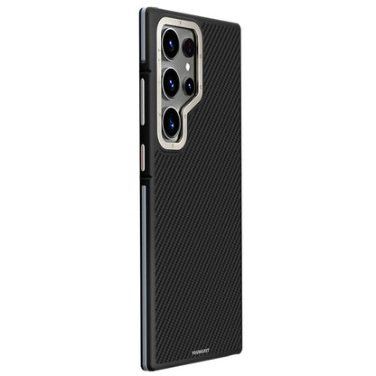 Galaxy S24 Ultra Kılıf M-safe Şarj Özellikli Aramid Fiber Tasarımlı Youngkit 600D Serisi Kılıf