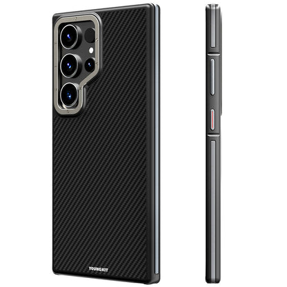 Galaxy S24 Ultra Kılıf M-safe Şarj Özellikli Aramid Fiber Tasarımlı Youngkit 600D Serisi Kılıf