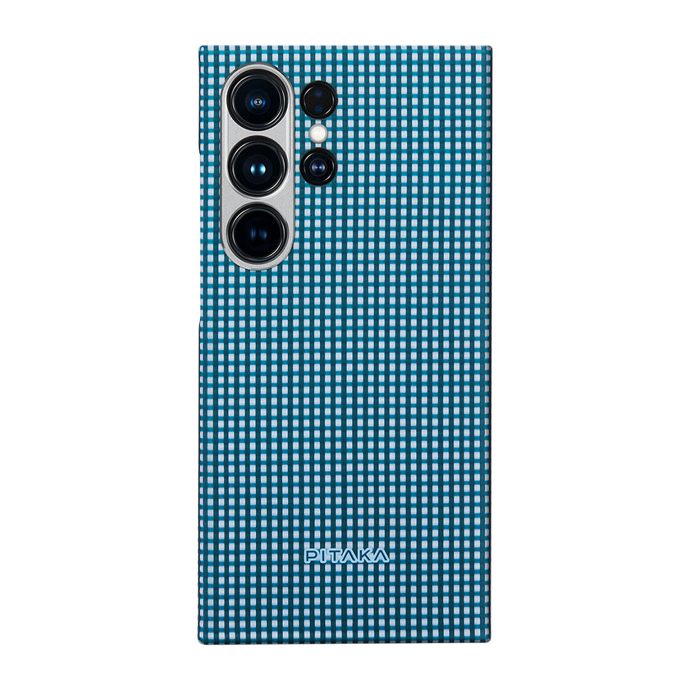 Galaxy S24 Ultra Kılıf M-safe Şarj Özellikli 1500D Aramid Fiber Pitaka Ultra-Slim Classic Serisi Ice Sea Kılıf