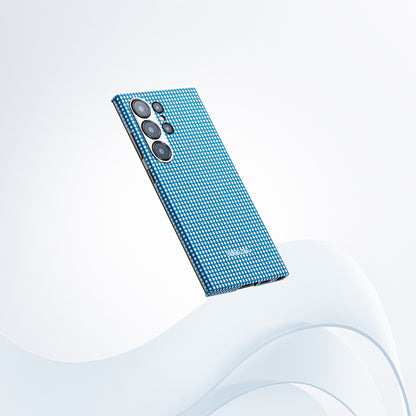 Galaxy S24 Ultra Kılıf M-safe Şarj Özellikli 1500D Aramid Fiber Pitaka Ultra-Slim Classic Serisi Ice Sea Kılıf