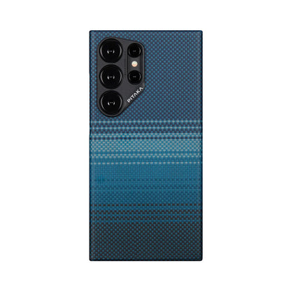 Galaxy S24 Ultra Kılıf M-safe Şarj Özellikli Aramid Fiber Pitaka Tactile Woven Sunset-Moonrise Serisi Moonrise Kılıf