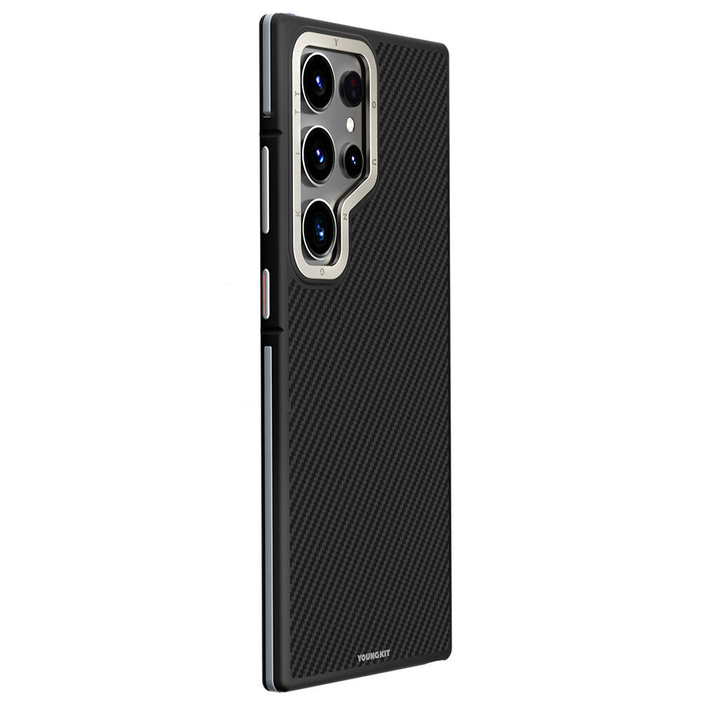 Galaxy S24 Ultra Kılıf M-safe Şarj Özellikli Aramid Fiber Tasarımlı Youngkit 600D Kevlar Serisi Kılıf