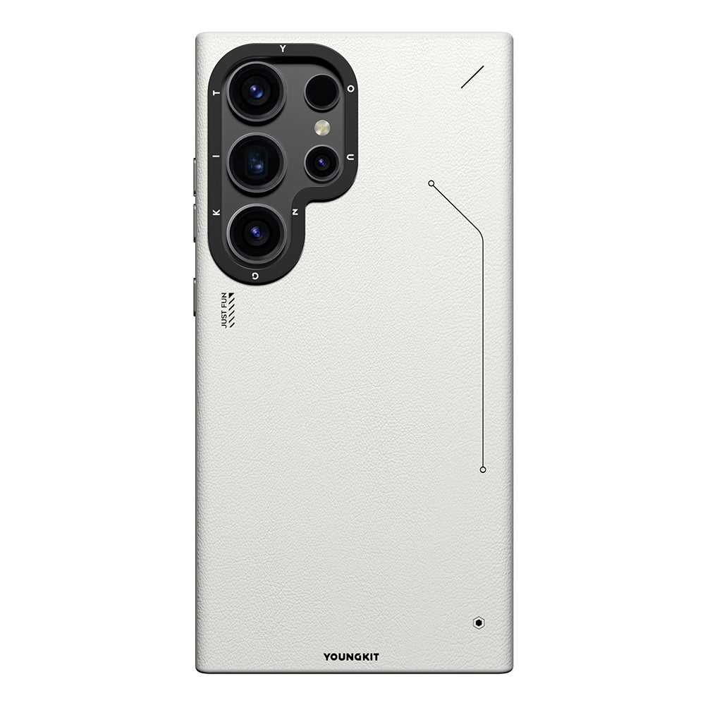 Galaxy S24 Ultra Kılıf M-safe Şarj Özellikli Basit Mat Deri Desenli Youngkit Tech Fashion Serisi Kılıf