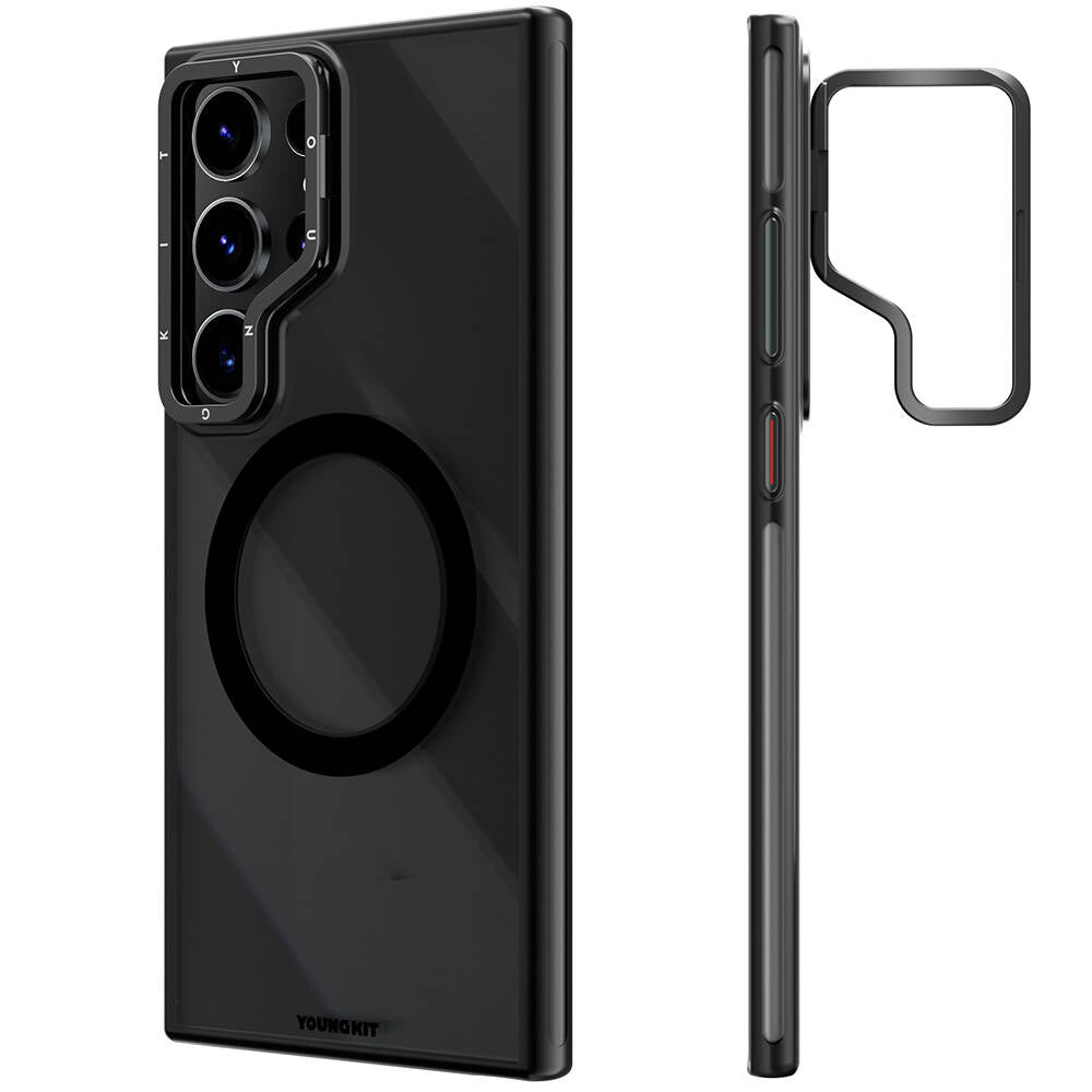 Galaxy S24 Ultra Kılıf M-safe Şarj Özellikli Sararma Önleyici Youngkit Crystal Grid Kılıf