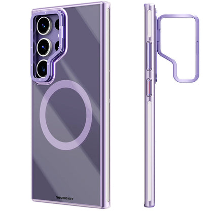 Galaxy S24 Ultra Kılıf M-safe Şarj Özellikli Sararma Önleyici Youngkit Crystal Grid Kılıf