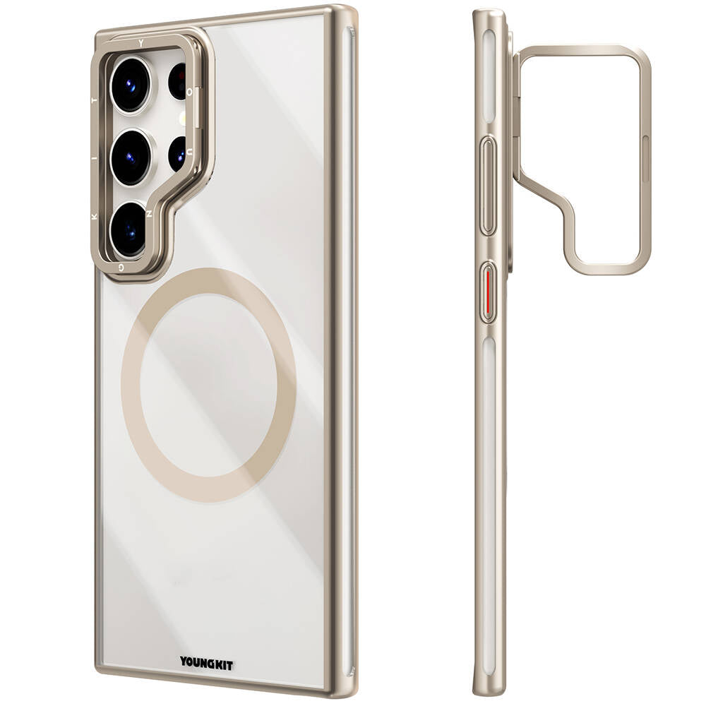 Galaxy S24 Ultra Kılıf M-safe Şarj Özellikli Sararma Önleyici Youngkit Crystal Grid Kılıf