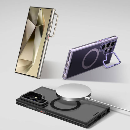 Galaxy S24 Ultra Kılıf M-safe Şarj Özellikli Sararma Önleyici Youngkit Crystal Grid Kılıf