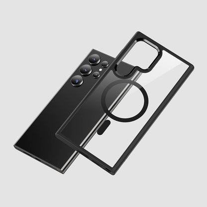 Galaxy S24 Ultra Kılıf M-safe Şarj Özellikli Şeffaf Arka Yüzey Benks MagClap TPU Çerçeve Kılıf