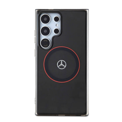 Galaxy S24 Ultra Kılıf Mercedes Benz Orijinal Lisanslı M-safe Şarj Özellikli IML Yıldız Logolu Red Ring Kılıf