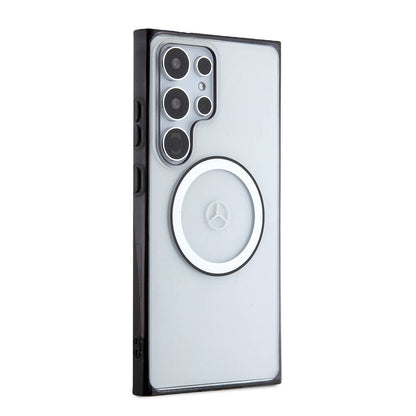 Galaxy S24 Ultra Kılıf Mercedes Benz Orijinal Lisanslı M-safe Şarj Özellikli PC TPU Transparan Black Ring Kılıf