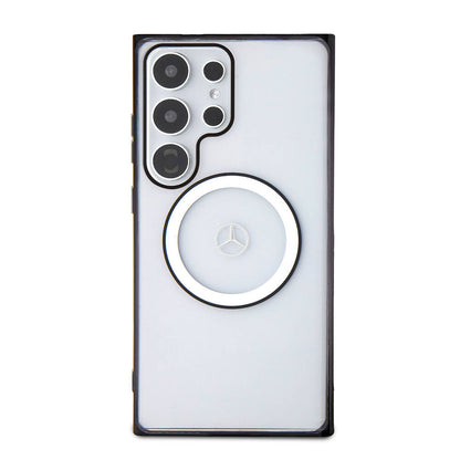 Galaxy S24 Ultra Kılıf Mercedes Benz Orijinal Lisanslı M-safe Şarj Özellikli PC TPU Transparan Black Ring Kılıf