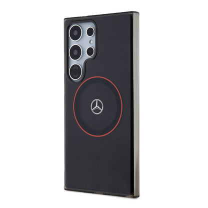 Galaxy S24 Ultra Kılıf Mercedes Benz orijinal Lisanslı M-safe Şarj Özellikli IML Yıldız Logolu Red Ring Kılıf
