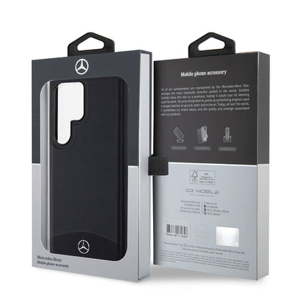 Galaxy S24 Ultra Kılıf Mercedes Benz OrijinalLisanslı M-safe Şarj Özellikli Deri Dokumalı Sade Kılıf