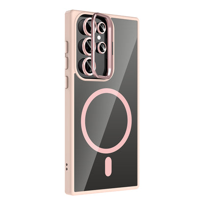 Galaxy S24 Ultra Kılıf Standlı ve Kamera Lens Hediyeli M-Safe Şarj Özellikli Zore Etro Kılıf