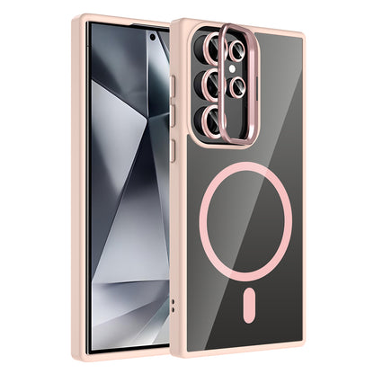 Galaxy S24 Ultra Kılıf Standlı ve Kamera Lens Hediyeli M-Safe Şarj Özellikli Zore Etro Kılıf