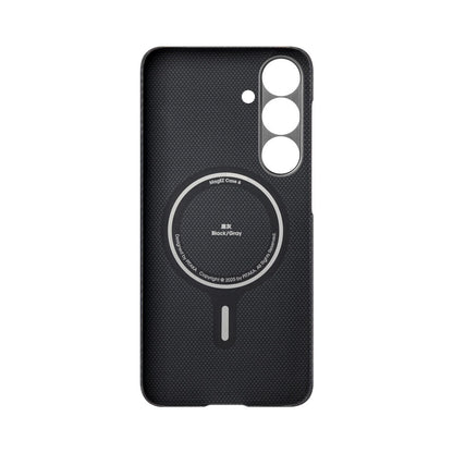 Galaxy S25 Kılıf M-safe Şarj Özellikli 600D Aramid Fiber Pitaka Ultra-Slim Classic Serisi Black-Grey Twill Kılıf