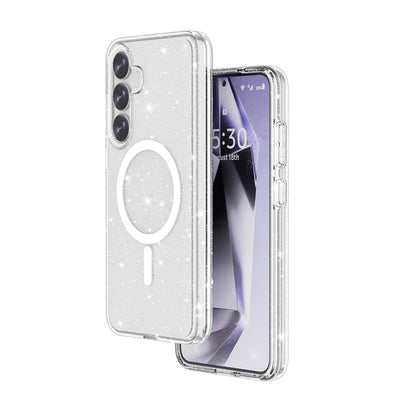 Galaxy S25 Kılıf M-safe Şarj Özellikli Parlayan Simli Saydam Renkli Zore Allstar Kılıf