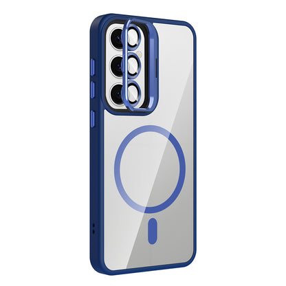 Galaxy S25 Kılıf Standlı ve Kamera Lens Hediyeli M-Safe Şarj Özellikli Zore Etro Kılıf