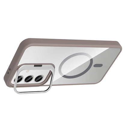 Galaxy S25 Kılıf Standlı ve Kamera Lens Hediyeli M-Safe Şarj Özellikli Zore Etro Kılıf