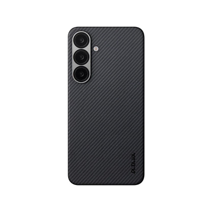 Galaxy S25 Plus Kılıf M-safe Şarj Özellikli 600D Aramid Fiber Pitaka Ultra-Slim Classic Serisi Black-Grey Twill Kılıf