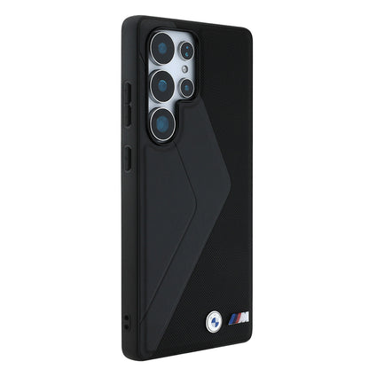 Galaxy S25 Ultra Kılıf BMW Orijinal Lisanslı M-safe Şarj Özellikli M Logolu Oversize Çizgili PU Deri Kılıf