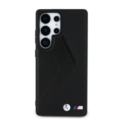 Galaxy S25 Ultra Kılıf BMW Orijinal Lisanslı M-safe Şarj Özellikli M Logolu Oversize Çizgili PU Deri Kılıf