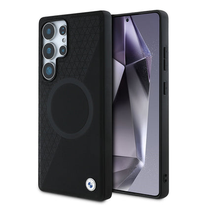 Galaxy S25 Ultra Kılıf BMW Orijinal Lisanslı M-safe Şarj Özellikli Metal Logolu Yarım Dokulu Circle Deri Kılıf