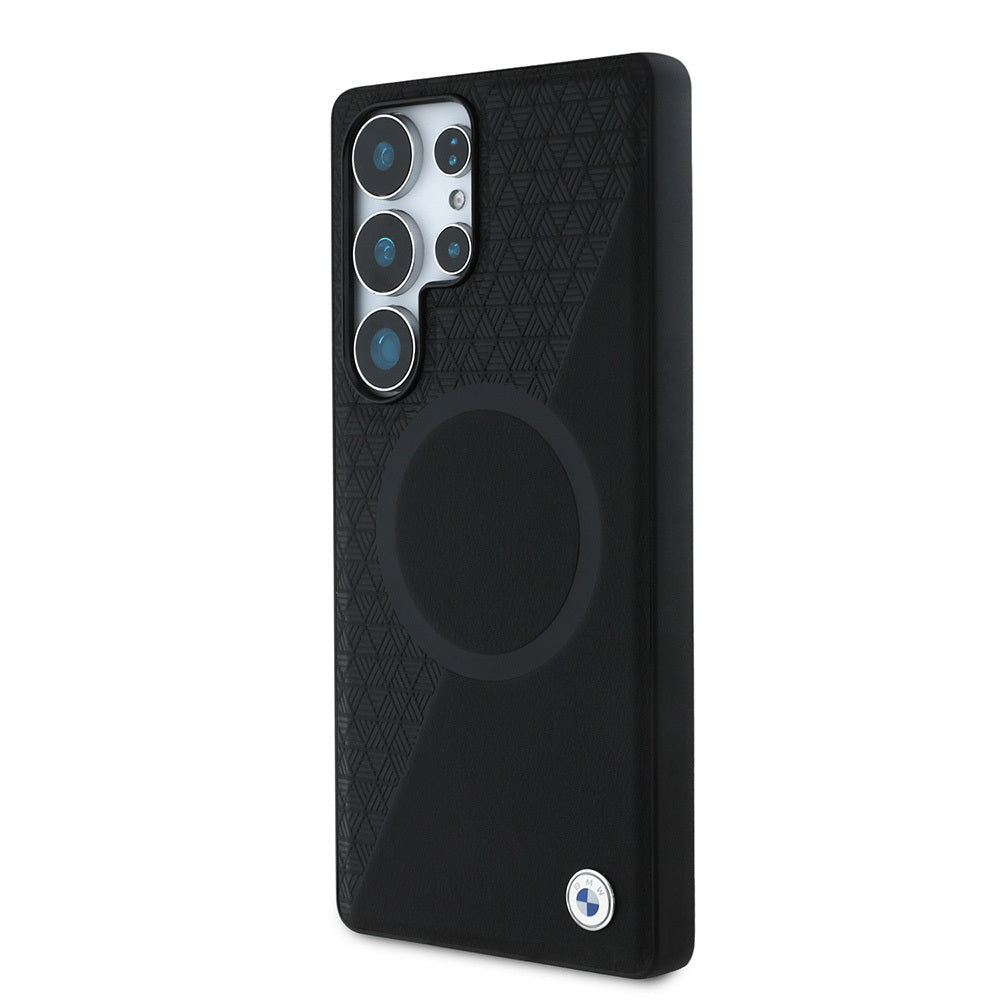 Galaxy S25 Ultra Kılıf BMW Orijinal Lisanslı M-safe Şarj Özellikli Metal Logolu Yarım Dokulu Circle Deri Kılıf