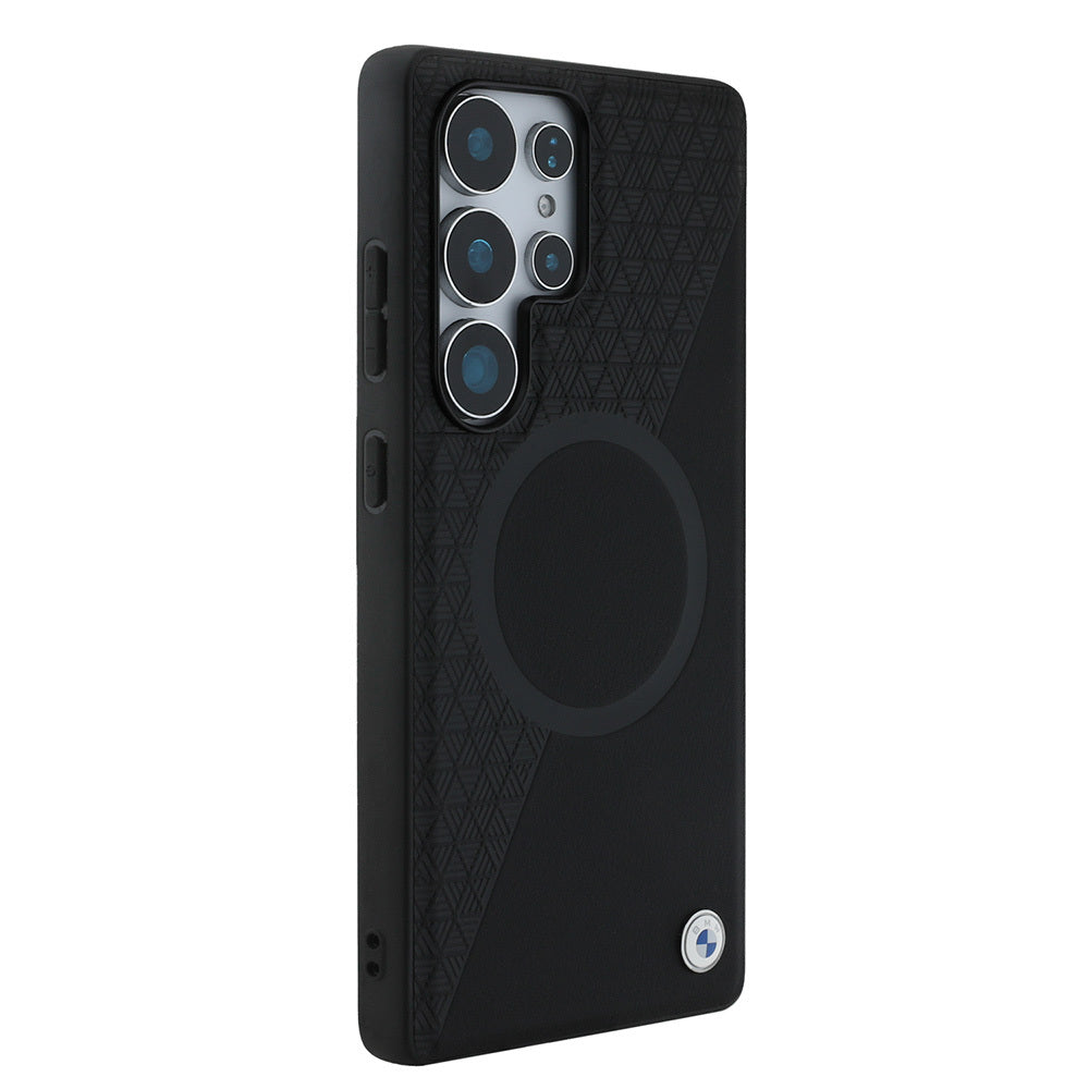 Galaxy S25 Ultra Kılıf BMW Orijinal Lisanslı M-safe Şarj Özellikli Metal Logolu Yarım Dokulu Circle Deri Kılıf