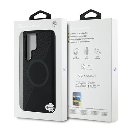 Galaxy S25 Ultra Kılıf BMW Orijinal Lisanslı M-safe Şarj Özellikli Metal Logolu Yarım Dokulu Circle Deri Kılıf