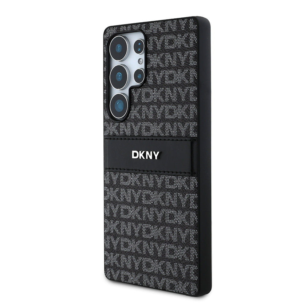 Galaxy S25 Ultra Kılıf DKNY Orijinal Lisanslı Kartlıklı 3D Yazılı Repeat Texture Pattern Kılıf