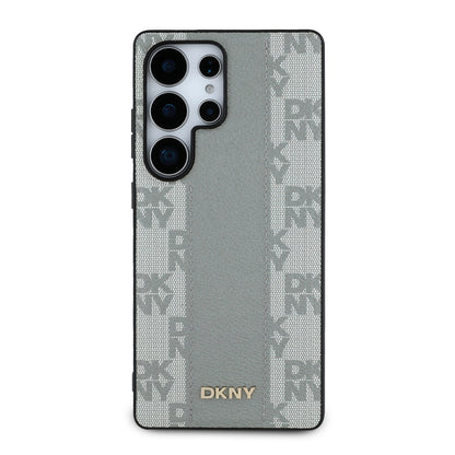 Galaxy S25 Ultra Kılıf DKNY Orijinal Lisanslı M-safe Şarj Özellikli 3D Yazılı Checkered Pattern Kılıf