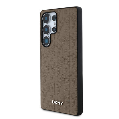 Galaxy S25 Ultra Kılıf DKNY Orijinal Lisanslı Magnetik PU Deri Grid Pattern Kılıf