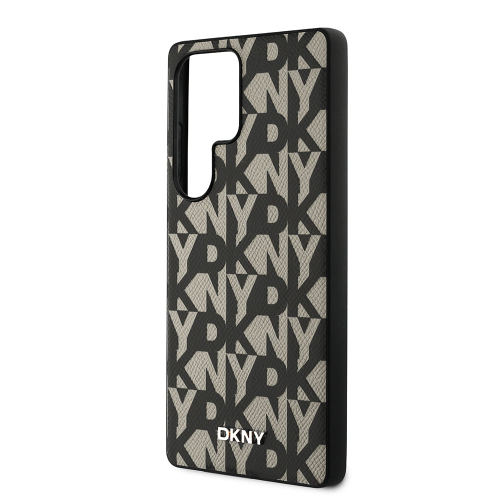 Galaxy S25 Ultra Kılıf DKNY Orjinal Lisanslı M-safe Şarj Özellikli 3D Yazılı Grid Pattern Kılıf