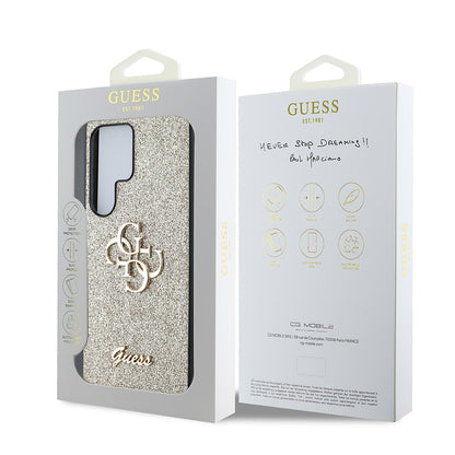 Galaxy S25 Ultra Kılıf Guess Orijinal Lisanslı 4G Büyük Metal Logolu Glitter Kılıf