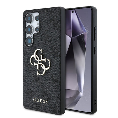 Galaxy S25 Ultra Kılıf Guess Orijinal Lisanslı PU Deri 4G Desenli Metal Büyük 4G ve Yazı Logolu Kılıf