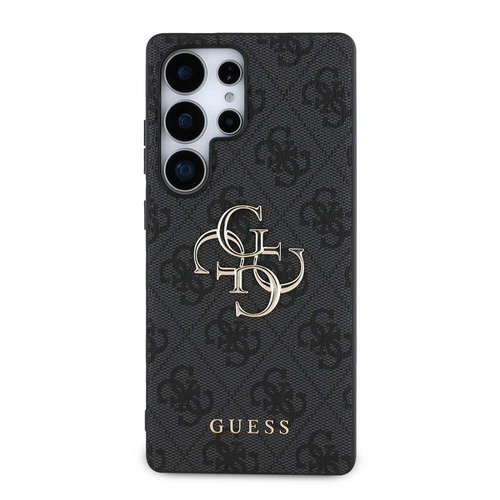 Galaxy S25 Ultra Kılıf Guess Orijinal Lisanslı PU Deri 4G Desenli Metal Büyük 4G ve Yazı Logolu Kılıf