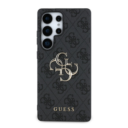 Galaxy S25 Ultra Kılıf Guess Orijinal Lisanslı PU Deri 4G Desenli Metal Büyük 4G ve Yazı Logolu Kılıf