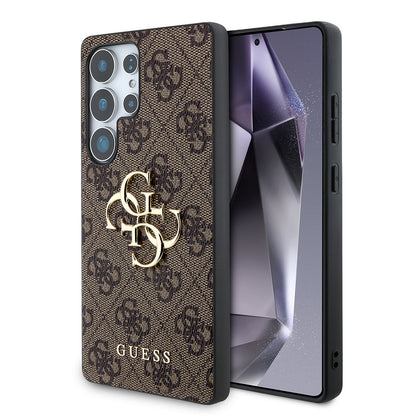 Galaxy S25 Ultra Kılıf Guess Orijinal Lisanslı PU Deri 4G Desenli Metal Büyük 4G ve Yazı Logolu Kılıf